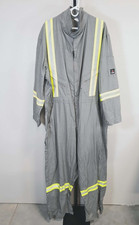 Crude FR Uninsulated Coveralls Hivise Reflective Strips Grey Mens Work Sz 56 Reg
