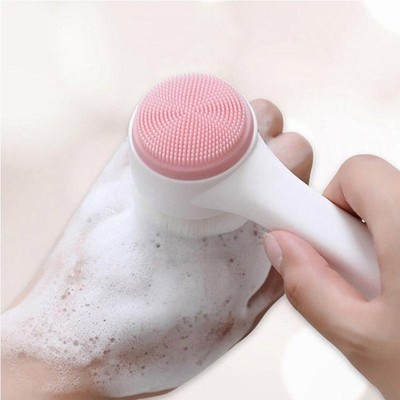 3D Double Silicone Facial Cleansing Brush Manual Massage Facial Brush Soft Brist