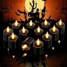 Homemory 12Pack Timer Black Tea Lights Candles Battery Operated, Long Lasting...