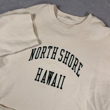 John Galt Brandy Melville North Shore Hawaii Cropped Sweatshirt Cream Boxy OS