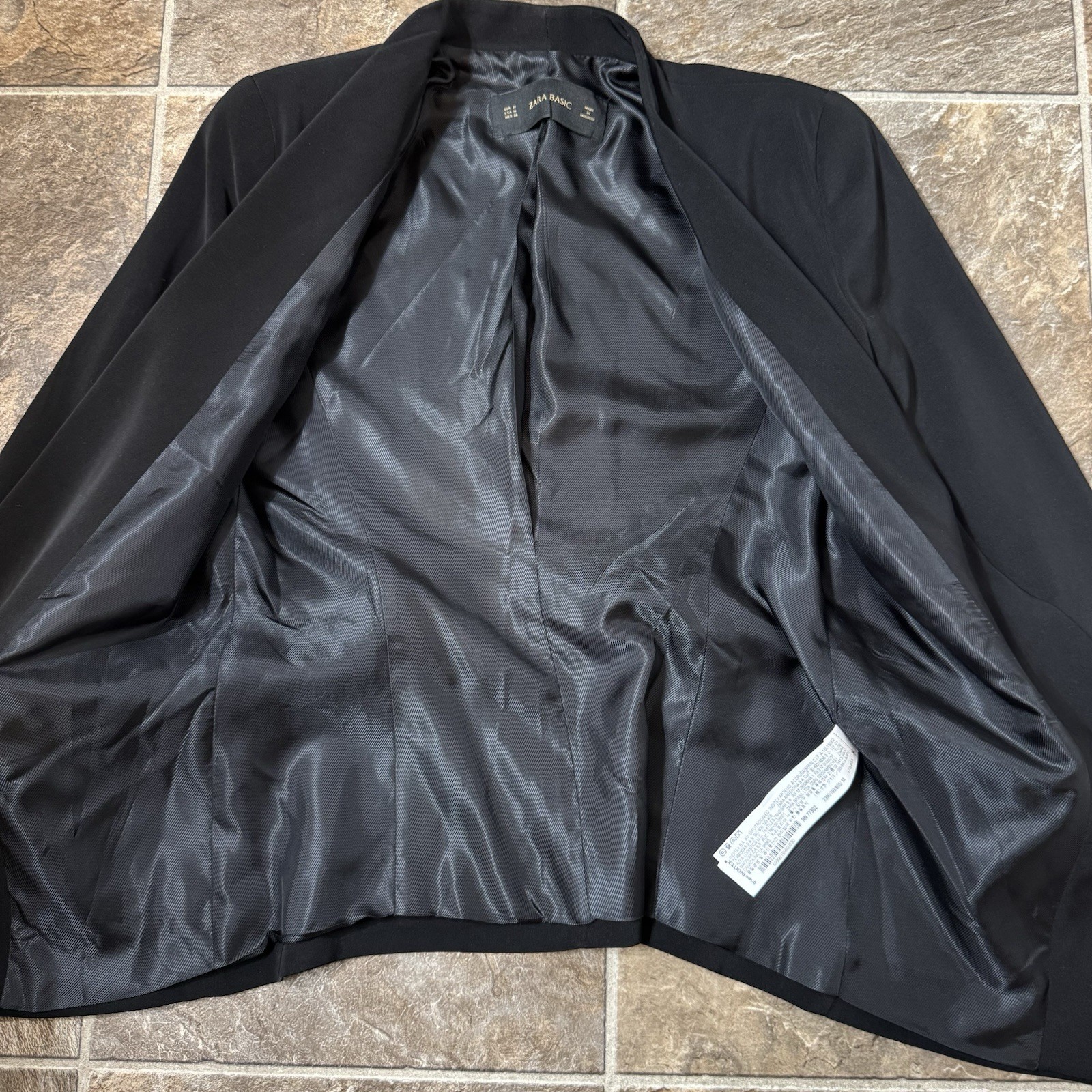 Zara Basic Open Front Black Blazer Jacket Lined S… - image 4