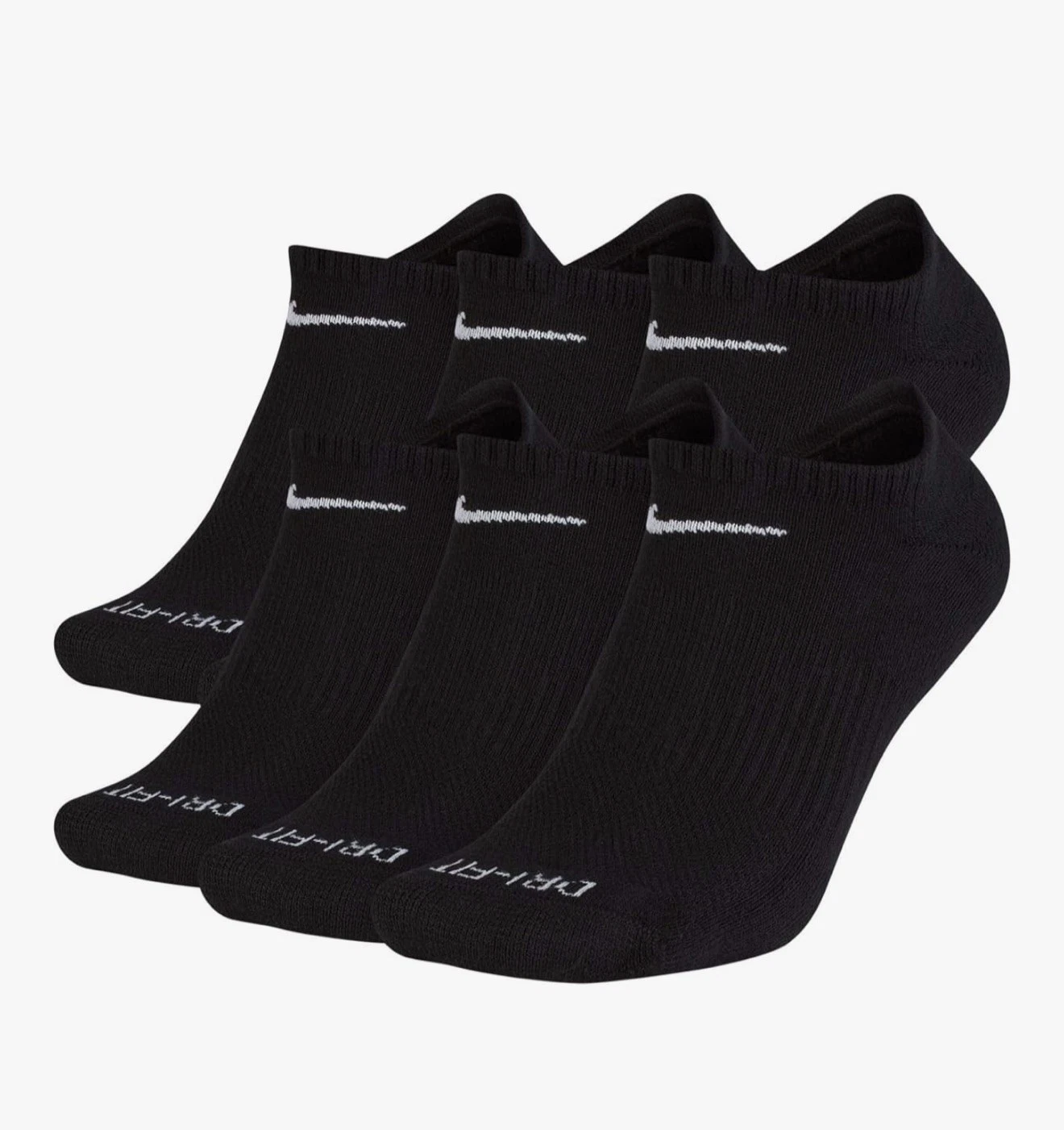 Nike Everyday Plus Cushion No Show Men's Socks - Black, 6 Pack