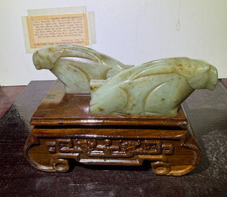 Rare Antique/ Vtg. Chinese Jade Sculptures on Heavy Wood Base