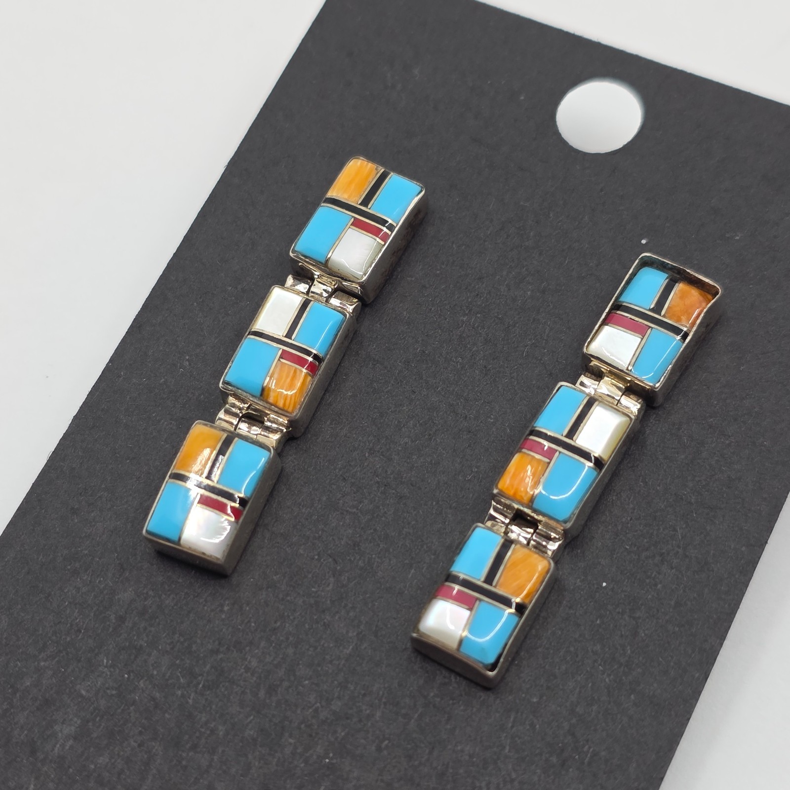 Native American Sterling Silver Assorted Stone In… - image 1