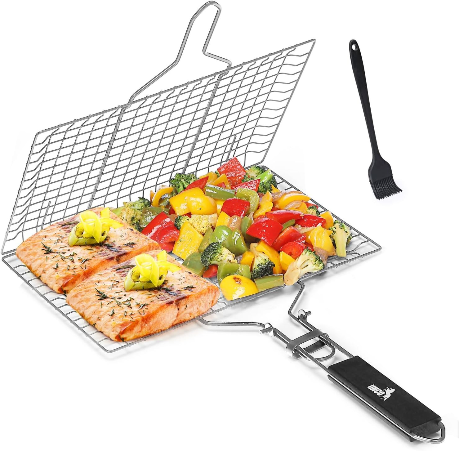 UNCO- Grill Basket, Stainless Steel, Fish Grill Baskets for Outdoor Grill,