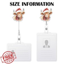 Highland Cow Badge Reel Retractable Xmas Holiday Nurse Teacher Gift