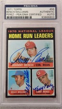 JOHNNY BENCH/BILLY WILLIAMS/TONY PEREZ #66 1971 Topps PSA/DNA AUTO AUTHENTIC