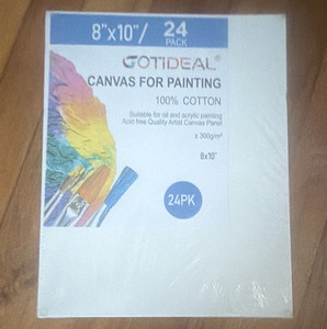 GOTIDEAL 100% Cotton Canvas Panels 8x10 Rectangular Canvas Panel, 24 Pack