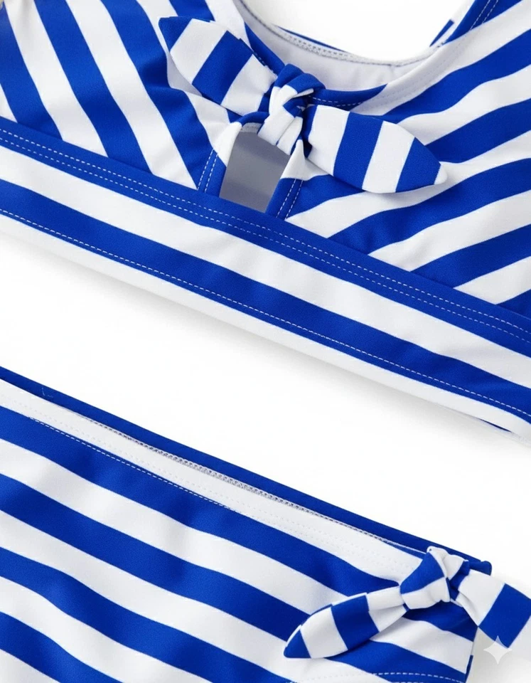 Bikini The Children's Place Niñas Talla 14/16 XL Azul Blanco Rayas 2 Piezas Natación Nuevo con Etiquetas Foto 2 de 4