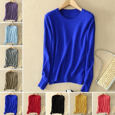 Winter Damen Pullover Warmes Rundhals-Strickpullover aus Wolle & Kaschmir