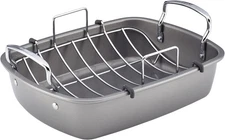 Circulon Nonstick Roasting Pan 17"x13" Roaster with Rack Gray