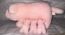 Vintage Mama Pig With Piglets Plush