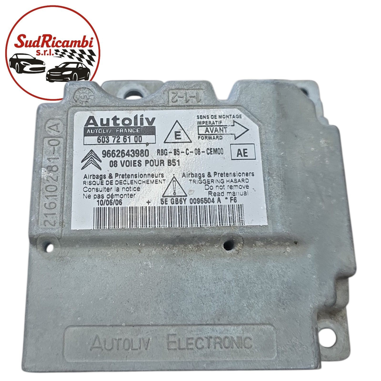9662643980 CENTRALINA AIRBAG CITROEN C4 ORIGINALE USATO