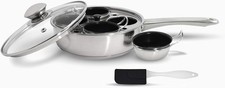 Stainless Steel Egg Poacher Pan Set 4 Removable Cups Induction Compatible