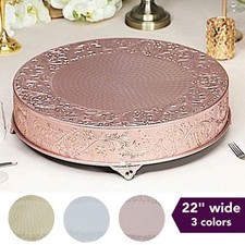 22" wide Round Floral Embossed Cake Stand Dessert Holder Wedding Centerpieces