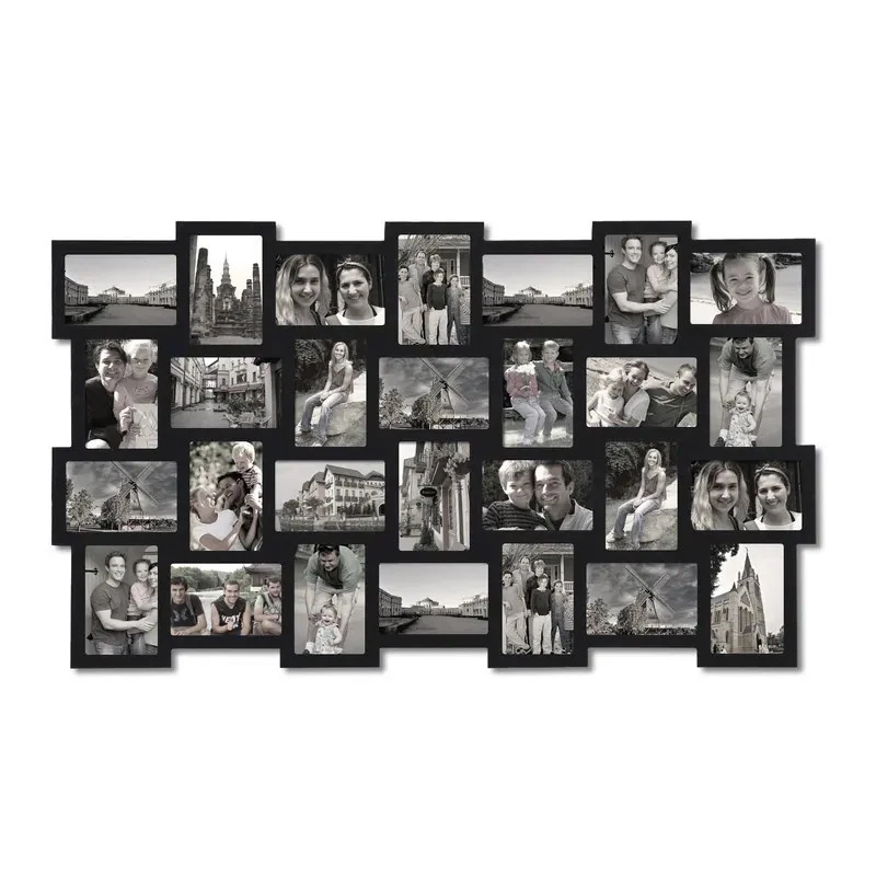 Marco de fotos ADECO 28 apertura madera negra collage colgante de pared negro 4x6 Foto 2 de 4