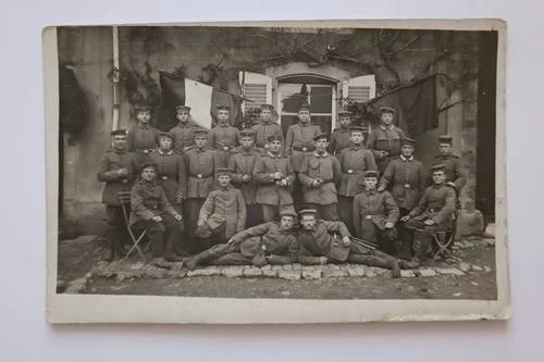 WWI German Army Military flag fieldpostcarte postmark 1916