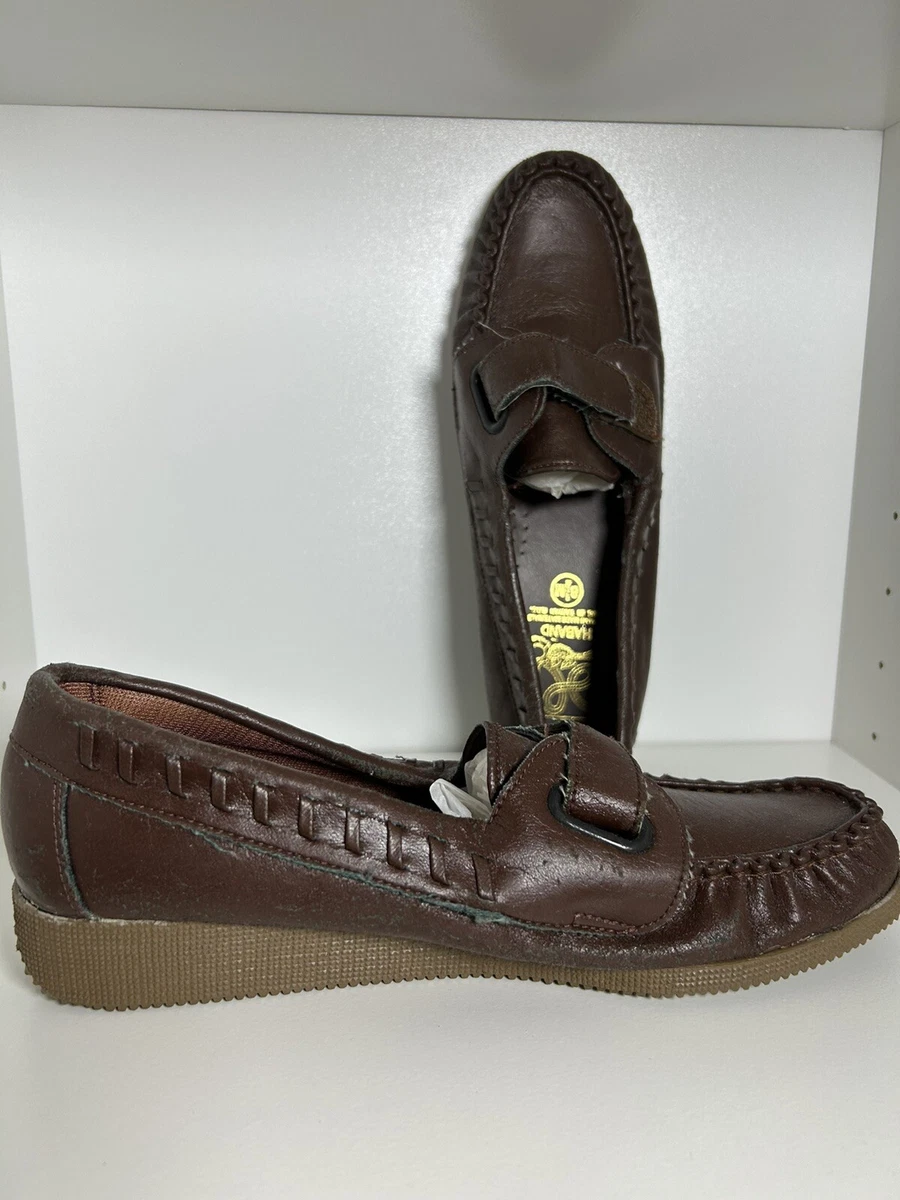 Haband loafers brown NEW Shoes 8.5 women strap small platform heel