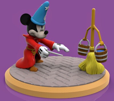 UNPAINTED Mickey Mouse Fantasia Diorama 3D Printed Model Kit 9'' Tall (BC)