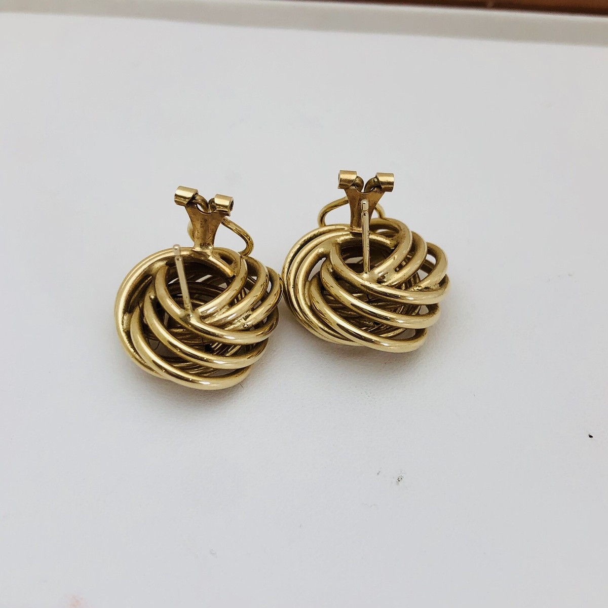 VINTAGE HOLLYWOOD★Knotted Ring Earrings ピアス Vintage 14k Yellow Gold Large Ladies Love Knot Earring with