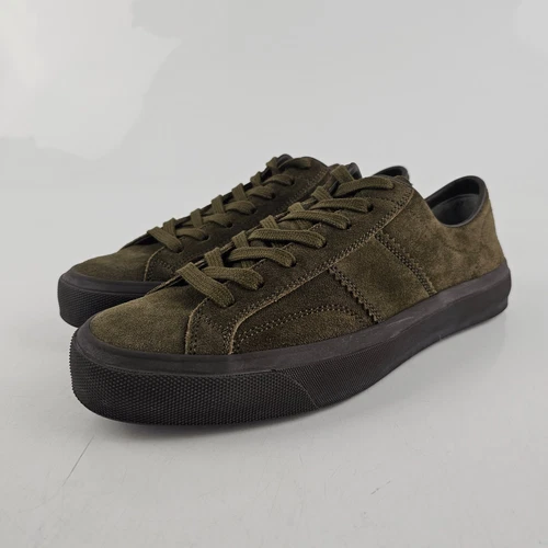 TOM FORD Cambridge Ark Olive Suede Low Top Sneakers New Size US 7 EU 40