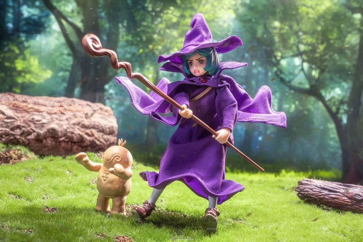 Custom 1/12 Purple Wired Cape+Dress+Hat for 6'' Shf Berserk