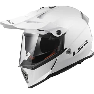 LS2 MX436 Pioneer Plain Gloss White Adventure Dual Sports Motorcycle Helmet