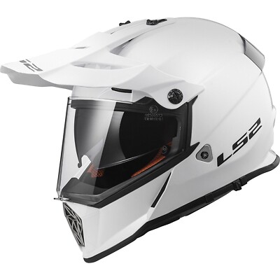LS2 MX436 PIONEER PLAIN GLOSS WHITE ADVENTURE DUAL SPORTS MOTORCYCLE HELMET 