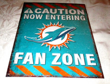  MIAMI DOLPHINS FAN ZONE Poster-Style Distressed Metal Sign 7 - NEW 