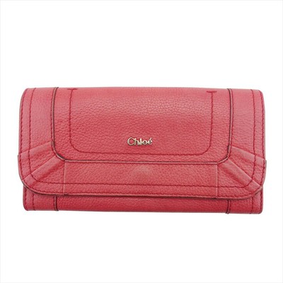 Chloe long wallet Palati pink leather Authentic USED F1854