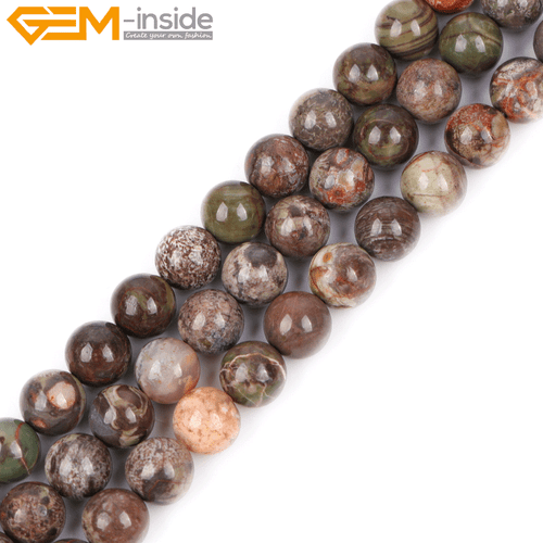 Rain Forest Onyx Agate 15" Strand Brown Natural Beads For Women's Jewellery - Picture 12 of 49