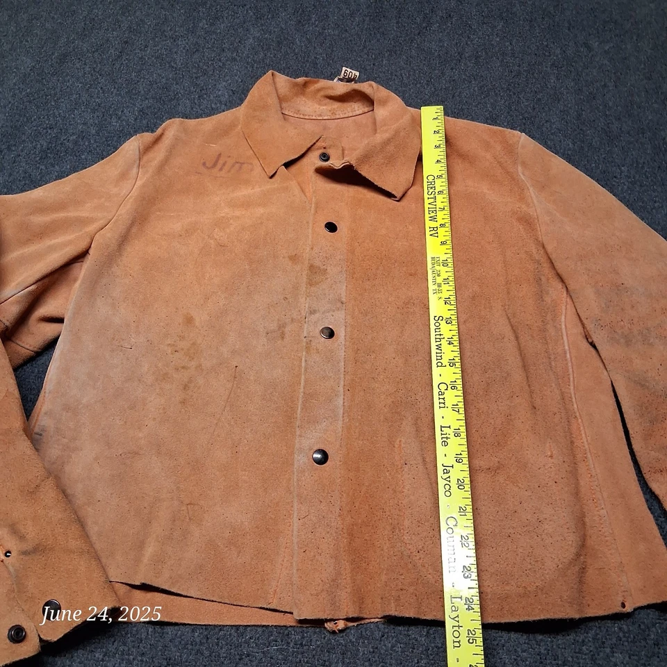 Chaqueta de soldadura vintage de cuero de vaca marrón a presión talla XL Foto 4 de 4