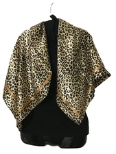 Women's Square Scarf Satin 35"sq. Animal Print Black Brown Church Work New  B8