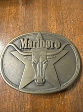 Vintage Marlboro Solid Brass Belt Buckle Philip Morris Collectible 1987 Rare