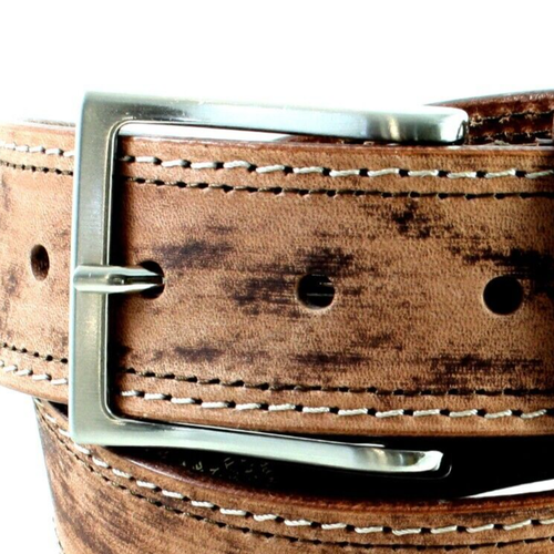 Cintura Uomo vera Pelle Marrone Sfumata Cinta Donna in Cuoio Sportiva di da 4 cm - Foto 2 di 5