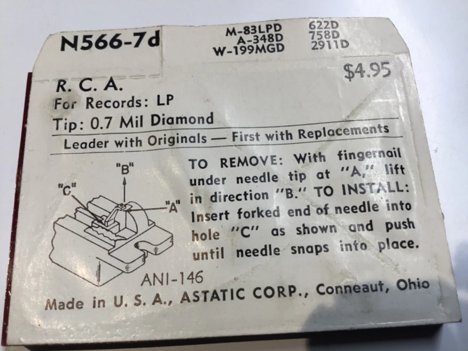Astatic Stylus R.C.A. N566-7d M-83LPD A-348D W-199MGD 622D 758D 2911D - Image 2 of 3