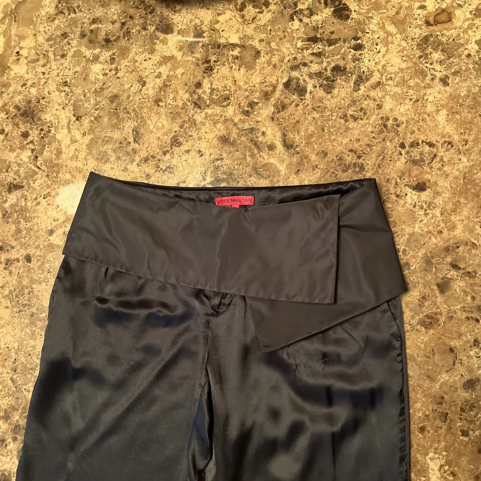 Pantalones de seda negros vintage Vivienne Tam para mujer talla 2 Foto 2 de 4