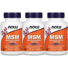 NOW Foods (3 PACKS) MSM 1000 mg, 120 Veg Capsules