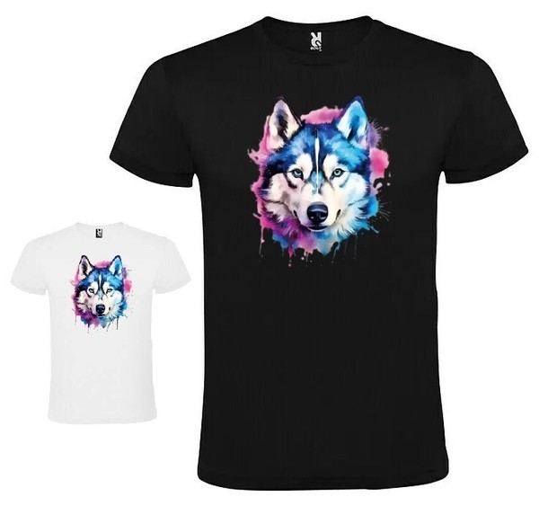Camiseta con temática Lobo colorido