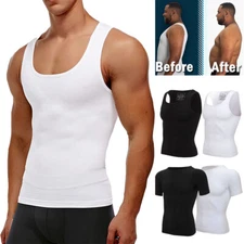 Men Compression Shirt Tank Top Gynecomastia Body Shaper Vest Tummy Control Tops