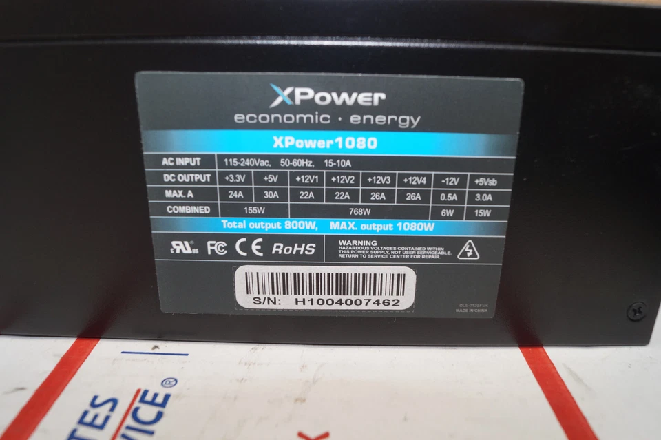 HEC XP1080 XPOWER 800W Continuous Modular Computer Power Supply Gaming Blue LED - Image 3 of 4