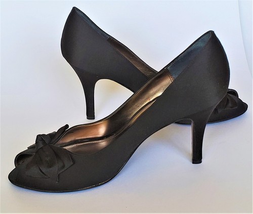 Nina The Touch of Nina Black/Satin Pumps Shoes/Size 9M /Peep Toe Heels |  eBay