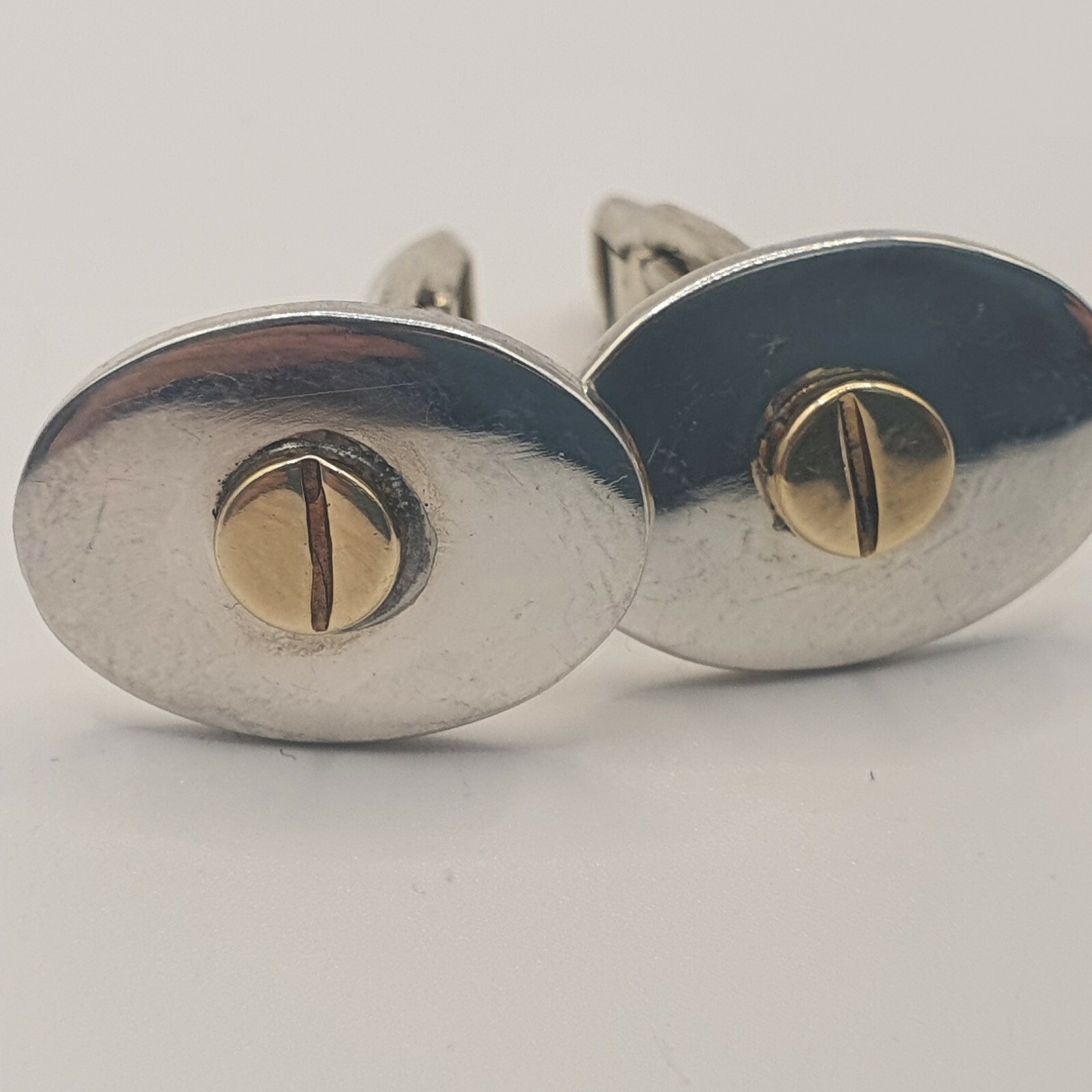 Photo 2 of Sterling Silver Cufflinks, Mexico Handmade , screw detail 10.6grams M19