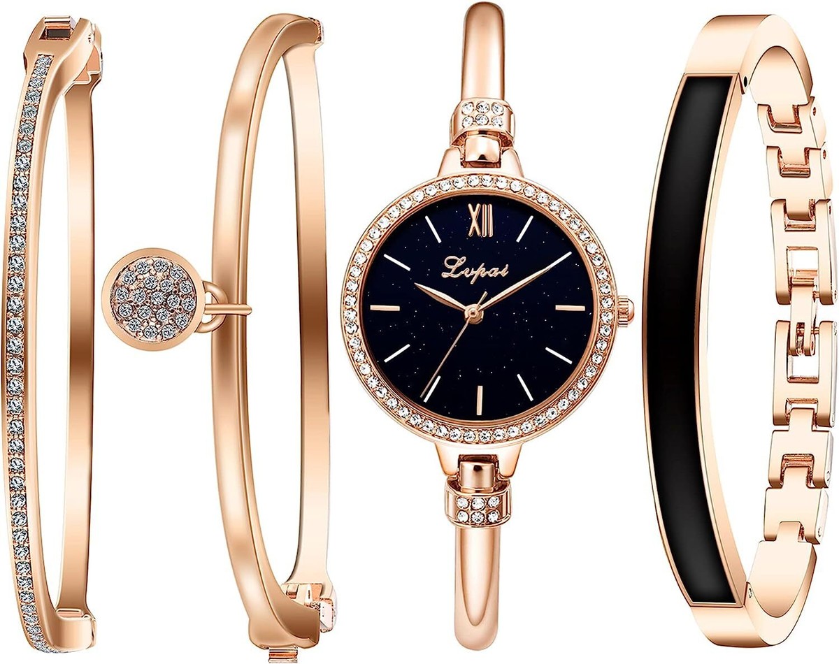 Watch and Bracelet Set for Women Glitter Crystal Watch and  display picture 2