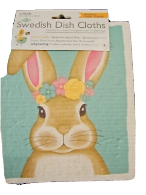 Ritz Swedish Dish Cloths 2 Pack - Easter Buns n Roses EARTH FRIENDLY