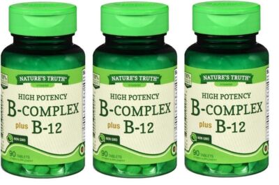 Nature's Truth Vitamin B Complex Plus B12 90 Tablets each *3 Pack*