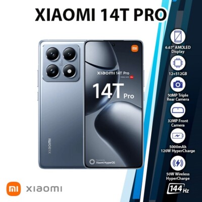 Xiaomi 14T Pro 5G Android Cell Phone (Blue/12GB+512GB/Dual SIM
