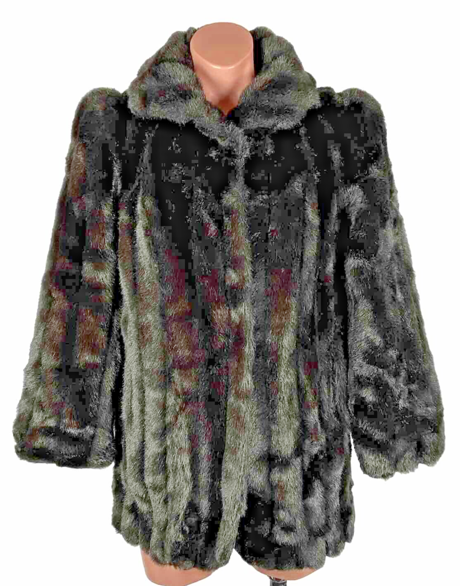 VTG 90s JORDACHE FAUX FUR COAT Brown Mink 9953 Red Liner Sz 9/10