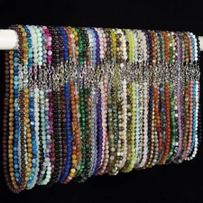 Fashion Jewelry 6mm Natural Multicolor Round Gemstone Beads Necklace 14-28"