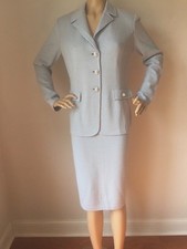 NWT St John Collection blue size 6 skirt suit wool rayon santana knit